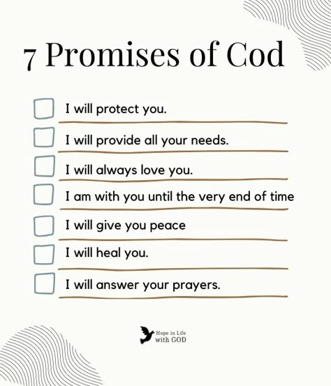 7 promises of God ❤️ - Hope in Life with God 7 Promises Of God, 7 Promises Of Love For Him, 7 Promises Of Love, Standing On Gods Promises, 48 Promises Of God, God Promises Quotes, God’s Promises Bible Verse, God’s Promises, Promises Of God Scriptures