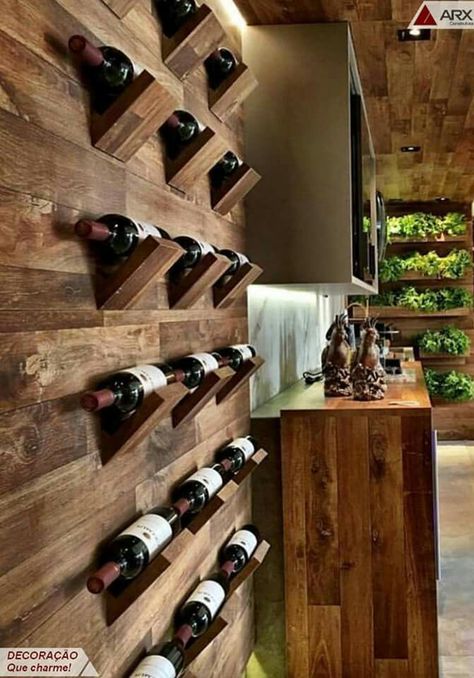 #homebar #happyhour #barideas #cocktails #mixology #homeentertaining #drinkrecipe #barcart #diybar #homehappyhour Wine Store Design, Wine Cellar Wall, Outdoor Kitchen Design Layout Grill Area, Tabletop Wine Rack, Bar Deco, Wine Rack Design, Wine Closet, Home Wine Cellars, Kitchen Design Diy