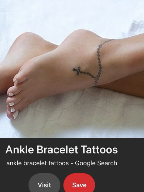 Tattoo Anklet Bracelet, Anklette Tattoo, Charm Anklet Tattoo, Anklet Tattoos For Women, Ankle Bracelet Tattoo, Ribbon Tattoos, Anklet Tattoos, Hip Tattoos Women, Red Tattoos