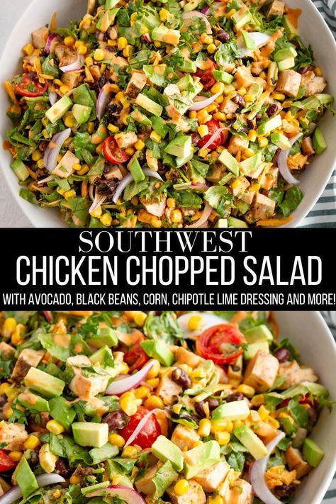 Healthish Southwest Chicken Salad, Chopped Bbq Chicken Salad, South Western Salad Recipe, Chickfila Southwest Salad Recipe, Southwest Chicken Coleslaw, Southwest Cobb Salad, Chicken Enchilada Salad, Chicken Tender Salad Recipes, Southwest Salad Recipes