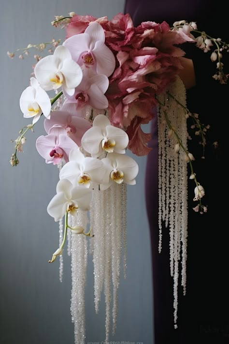 Orchid Wedding Centerpieces Simple, Orchid Party Decor, Orchids For Wedding, Pink Orchid Wedding Bouquet, Big Wedding Bouquet Brides, Purple Orchid Arrangement, Unusual Wedding Bouquets Creative Unique, Orquid Bouquet, Orchids Wedding Bouquet