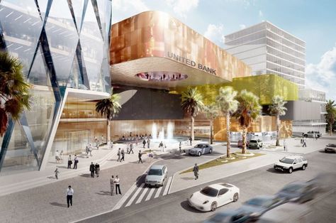 United Bank of Addis Ababa Proposal /  Söhne & Partner Architects + BET Architects Building Drop Off Design, Podium Architecture, Retail Facade, Retail Architecture, Bank Building, Renovation Architecture, Architecture Portfolio Design, Banks Building, Mall Design