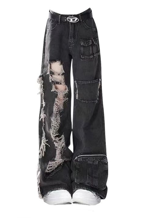 grunge black ripped jeans, grunge aesthetic clothes, grunge outfits, png jeans, black baggy jeans Indie Aesthetic Outfits, Dream Dresses, Black Ripped Jeans, Comfy Fashion, Really Cute Outfits, Edgy Outfits, Soft Girl, Dream Clothes, Teen Fashion Outfits