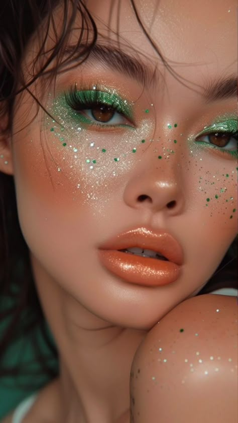 Magical Makeup Looks, Eyeshadow Inspo Creative, Glitter Eyeshadow Ideas, Vine Makeup, Mystical Makeup, Festival Make Up, Drag Make-up, Make Your Eyes Pop, Holiday Makeup Looks