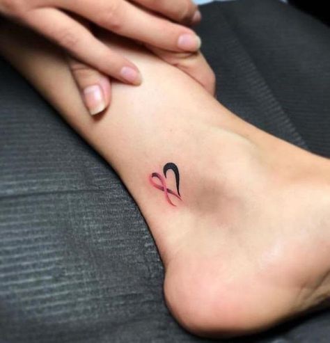 Heart Cross Tattoo, Pink Ribbon Tattoos, Survivor Tattoo, Mastectomy Tattoo, Tiny Heart Tattoos, Awareness Tattoo, Ankle Tattoos For Women, Ribbon Heart, Ribbon Tattoos