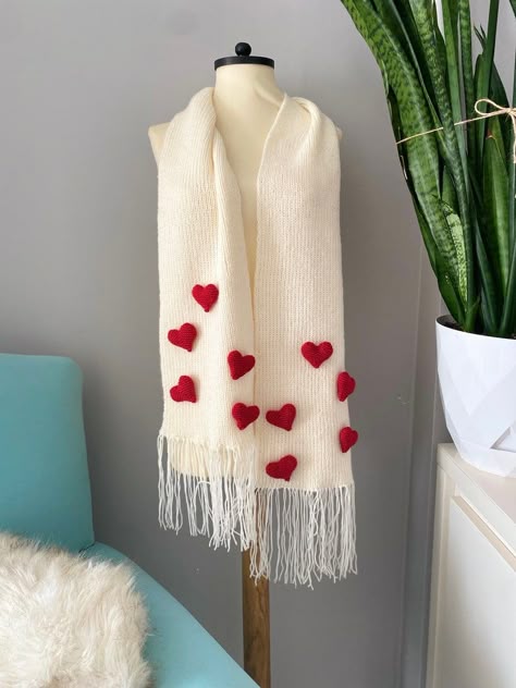 Heart Scarf, Winter Scarves, Knit Gift, 3D Heart, Woman Accessories, Gifts for Her, Handknit Shawl, Wool Scarf, Women Knitwear Miss You Gift - Etsy Ukraine Heart Scarf, Winter Knit Scarf, Knit Heart, Crochet Sweater Design, Woolen Clothes, Miss You Gifts, Knitted Heart, Woman Accessories, Winter Shawl