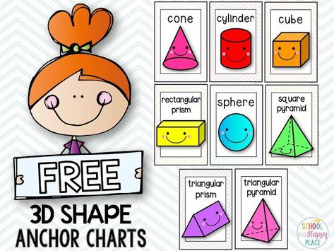 3d Shape Anchor Chart, Shape Anchor Chart, Kindergarten Geometry, 3d Shapes Activities, Kindergarten Anchor Charts, Shapes Kindergarten, 2d And 3d Shapes, Shapes Preschool, Prek Math