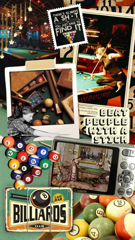 billiards collage!! #pool #billiards Pool Table Wallpaper, Billard Aesthetic, Billiard Wallpaper Aesthetic, Pool Table Aesthetic, Vintage Billiards, Billiard Wallpaper, Billiard Wallpaper Art, Billiard Photography, Billiards Aesthetic