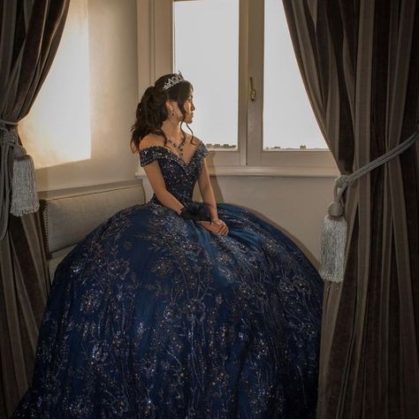 riana mae tan on Instagram: ". 13.05.22 debut 🤍" Blue Gold Quinceanera Theme, Dark Academia Quinceanera Theme, Dark Blue And Silver Quinceanera Dresses, Debut Dresses Filipino Blue, Navy Quince Dress, Midnight Blue Quince, Quinceanera Dresses Navy Blue, Midnight Blue Quinceanera Dresses, Midnight Quinceanera Theme