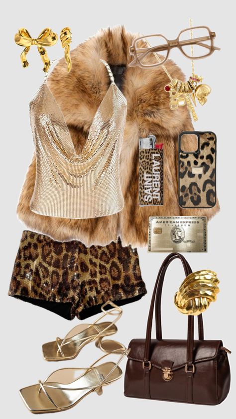 #gold #tortoiseshell #ootd #outfit #fyp #beauty #outfitinspo #ahsstyle #streetwear #newyork #style #carriebradshaw Go Out Outfit Night, Leopard Outfits, Out Outfits, Classy Fits, Coachella Outfit, Utila, Going Out Outfits, Summer Fashion Outfits, Ootd Outfit