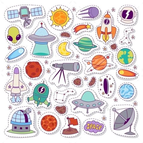 Solar System Astronomy Icons Stickers Vector Set by Vectorssstocker Astronomy Icons, Cartoon Planets, Planet Vector, Computer Vision, Galaxy Art, Stickers Set, Solar System, Sticker Set, Astronomy