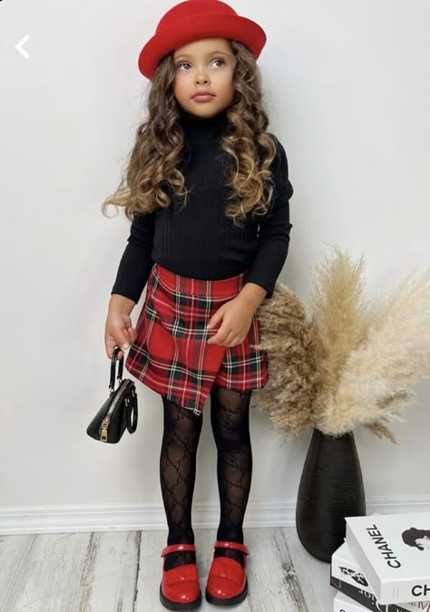 School Birthday Party, Kids Holiday Outfits, Girls Holiday Outfit, Girls Winter Outfits, Ribbed Turtleneck Top, Plaid Skort, Kid Outfits, Girls Christmas Outfits, Kids Christmas Outfits