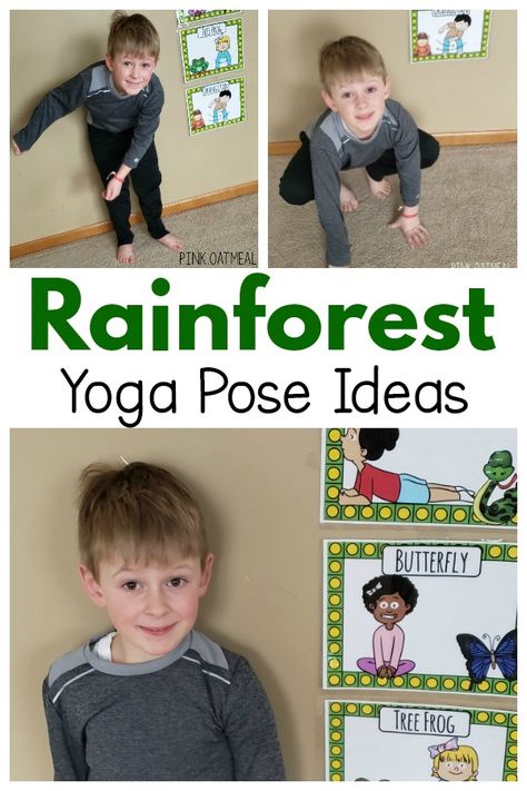 Rainforest Yoga | Pink Oatmeal Rainforest Stem Activities, Jungle Theme Activities, Preschool Rainforest, Rainforest Preschool, Rainforest Crafts, Preschool Jungle, Jungle Activities, Rainforest Activities, Pink Oatmeal