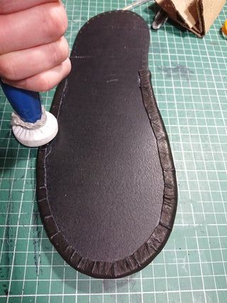 Making Leather Slippers : 9 Steps (with Pictures) - Instructables Free Mocassin Pattern, Diy Leather Shoes Pattern, Diy Leather Slippers, Leather Slippers For Men Handmade, Leather Moccasins Diy Patterns, House Slippers Diy, Leather Slippers Pattern, Shoe Making Tutorial, Slipper Sewing Pattern