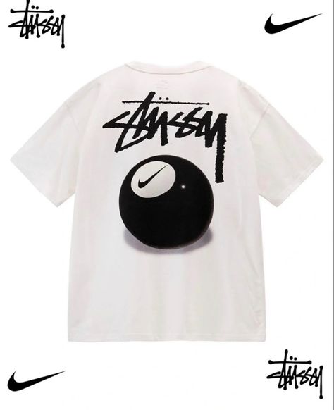 Stussy X Nike T Shirt, Stussy 8 Ball Shirt, Stussy 8 Ball, Stussy Shirt, Nike X Stussy, Co Branding, Balls Shirt, Casual Outfit Inspiration, 8 Ball