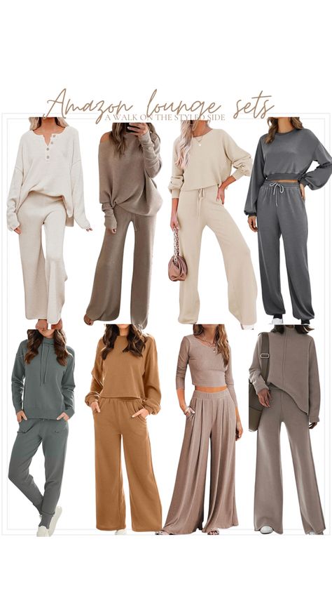 Chic Loungewear Sets, Two Piece Athleisure, Womens Luxury Loungewear, Casual Two Piece Outfits Matching Set, Lounge Sets For Women Amazon, Stylish Loungewear Women, 3 Piece Lounge Set Outfit, Women’s Loungewear Set, Amazon 2 Piece Outfit