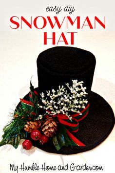 Snowman Hat Diy, Diy Christmas Hats, Diy Snowman Decorations, Diy Snowman Ornaments, Snowman Crafts Diy, Centerpieces Diy, Snowman Christmas Decorations, Snowman Hat, Diy Snowman