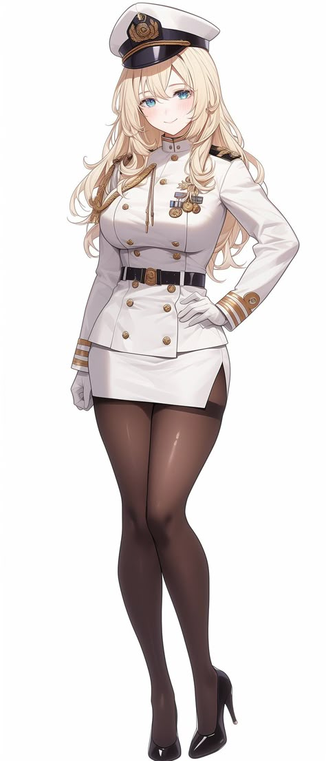 Female Commander Art, Female Commander, Ww1 Uniforms, Ww Girl, Female Marines, Stage Set Design, Anime Stories, Anime Military, Female Character Concept