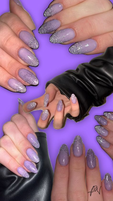 Purple glitter gel nails gutstour olivia Rodrigo concert nails Nails Olivia Rodrigo, Purple Glitter Gel Nails, Olivia Rodrigo Nails, Purple And Black Nails, Olivia Rodrigo Concert, Concert Nails, Olivia + Core + Aesthetic, Glitter Gel Nails, Cute Gel Nails