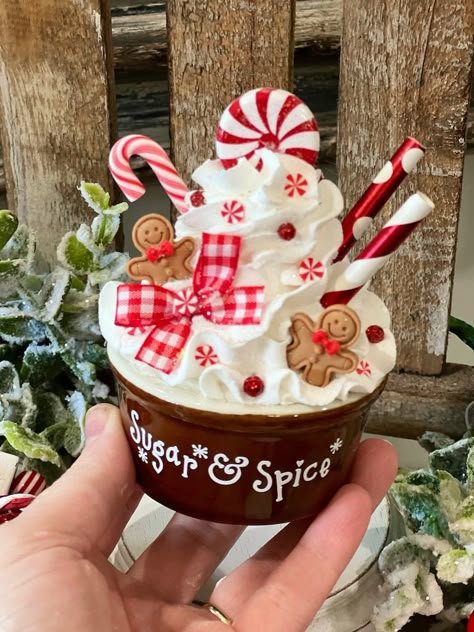 Faux Whipped Cream, Mug Toppers, Fake Food Props, Fake Cupcakes, Gingerbread Diy, Gingerbread Decor, Faux Christmas, Gingerbread Crafts, Gingerbread Christmas Decor