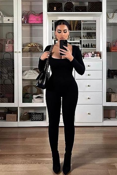 Black Jumpsuit Outfit Winter, Jumpsuit Outfit Winter, Amra Olevic, Black Jumpsuit Outfit, Club Romper, Birthday Party Club, Outdoor Birthday Party, Outdoor Birthday, Stylish Women Fashion