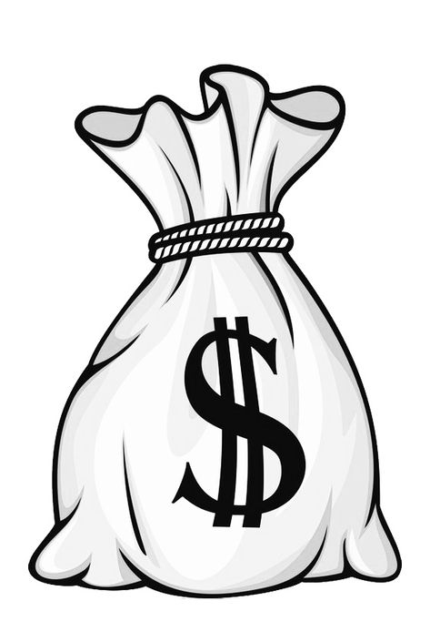 Money Bags Drawings, Money Sign Tattoo Stencil, Basic Tattoo Stencil, Bag Of Money Tattoo, Moneybag Tattoos Stencil, Hustle Tattoo Stencil, Money Bag Stencil, Money Bags Tattoo, Money Art Drawings