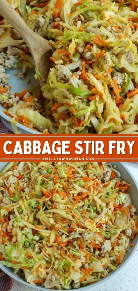 Skillet Cabbage, Stir Fry Cabbage, Stir Fried Cabbage Recipes, Asian Stir Fry Sauce, Fried Cabbage Recipes, Turkey Stir Fry, Cabbage And Carrots, Cabbage Stir Fry, Asian Stir Fry