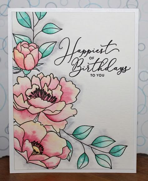 There's a Card for That: Happy Floral Birthday | Delicate Flowers Flower Page Design, Floral Cover Page Design, Floral Design For Project, Flower Cover Page Design, Birthday Card Front Page Design, Drawing For Cover Page, Floral Front Page Design, Flower Front Page Design, Flower Birthday Card Ideas