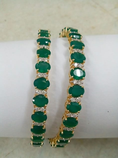 Ruby Emerald Bangles Gold, Emerald Bangles Gold, Ruby Emerald Bangles, Green Stone Bangles, Emerald Bangles, Gold Earrings For Kids, Stone Bangles, Delicate Gold Jewelry, Bridal Jewelery