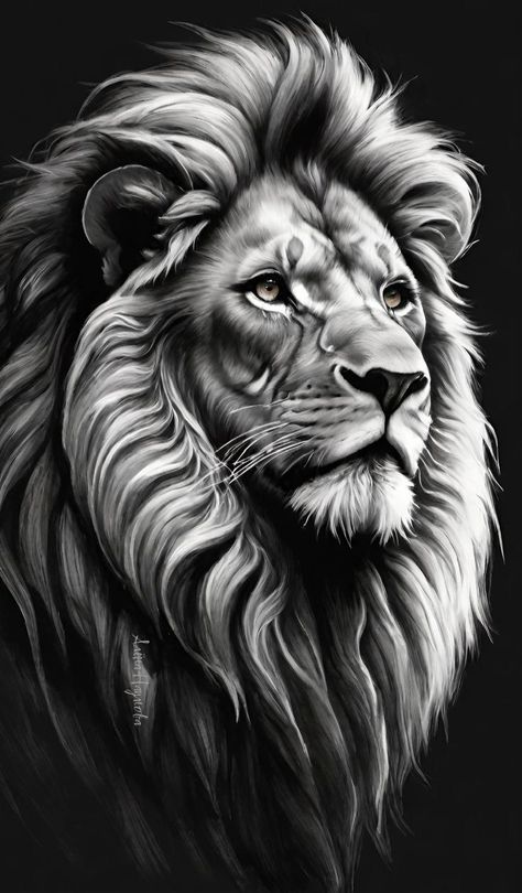 Lion Profile, Lion Shoulder Tattoo, Small Lion Tattoo, Lion Art Tattoo, Abstract Lion, Lion Canvas Art, Black And White Lion, Lion Tattoo Sleeves, Lion Tattoos