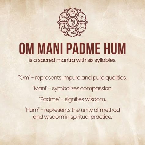 Aum Mani Padme Hum, Om Mani Padme Hum Tattoo, Aum Art, So Hum, Buddhism Philosophy, Buddha Teaching, Buddha's Teachings, Yoga Vibes, Manifesting Prosperity