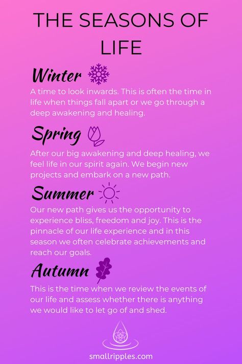 Which season are you in right now? All of us experience a winter, spring, summer and autumn phase to our life and it is just a matter of learning to move through the particular season you are in with ease. #theseasonsoflife #seasonsoflifequotes #lifequotes #darknightofthesoul Life Seasons, Self Actualization, Living The Life, Personality Development, Time Life, Seasons Of Life, Energy Work, Positive Self Affirmations, Which One Are You