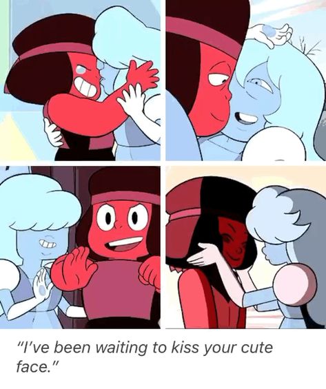 Steven Universe: Sapphire + kissing Ruby on the cheek Ruby X Sapphire Steven Universe, Ruby And Sapphire Steven Universe, Steven Universe Sapphire, Steven Universe Ruby And Sapphire, Ruby Steven Universe, Steven Universe Gifs, Ruby X Sapphire, Sapphire Steven Universe, Garnet Steven