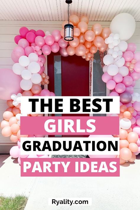 Obsessed with these ideas for girls graduation party decor! Girl Graduation Party Ideas, Grad Party Photo Backdrop, Cute Graduation Party Ideas, Senior Brunch, Grad Party Centerpieces, Unique Graduation Party Ideas, Graduation Party Ideas Decorations, Girly Graduation, Party Ideas College