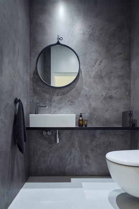 https://www.archdaily.com/805862/loft-4-smlxl/58acf875e58ecefe500009be-loft-4-smlxl-photo Modern Scandinavian Bathroom, Modern Industrial Loft, Bathroom Washbasin, Luxury Bathroom Master Baths, Polished Plaster, Concrete Bathroom, Bilik Air, Scandinavian Bathroom, Interior Vintage