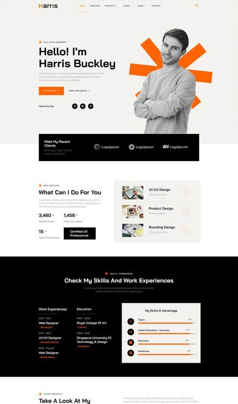 Web Development Portfolio Website, Personal Portfolio Website Templates, Website Design For Portfolio, Portfolio Website Ui Design, Personal Portfolio Website Design Layout, Personal Website Ideas, Landing Page Portfolio Design, Personal Landing Page, Personal Web Design