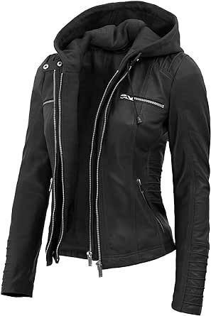 Leather Hoodie Jacket, Womens Leather Jackets, Hooded Leather Jacket, Best Winter Jackets, Womens Leather Jacket, Leather Hoodie, Hoodie Jacket Women, Womens Black Leather Jacket, Leather Jacket Women