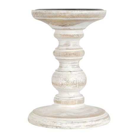 Lemonade Decor, Wood Pillar Candle Holders, White Candle Holders, Whitewashed Wood, Pillar Holders, Decorating Bookshelves, Candle Pedestal, Antique Candles, Pillar Candle Holder