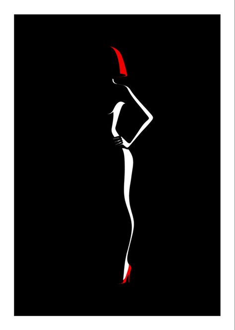 Black And White Silhouette, Malika Favre, Soyut Sanat Tabloları, Silhouette Art, Beautiful Drawings, French Artists, Red Shoes, 그림 그리기, Female Art