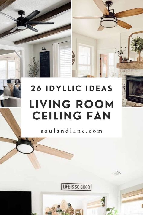 Dive into a world where functionality meets style with our living room ceiling fan ideas. Whether you're aiming for a sleek, contemporary look or a cozy, traditional feel, discover how the right ceiling fan can transform your space into an idyllic retreat, tailored to every style and need. Beams In The Living Room, Living Room Ceiling Fan High Ceiling, Living Room No Ceiling Fan, Modern Living Room With Ceiling Fan, Ceiling Fans With Light Living Room Modern, Cozy Modern Farmhouse Living Room Ceiling Lights, Modern Farmhouse Living Room Fan, Great Room Ceiling Fan With Light, Fan For Living Room Ceiling