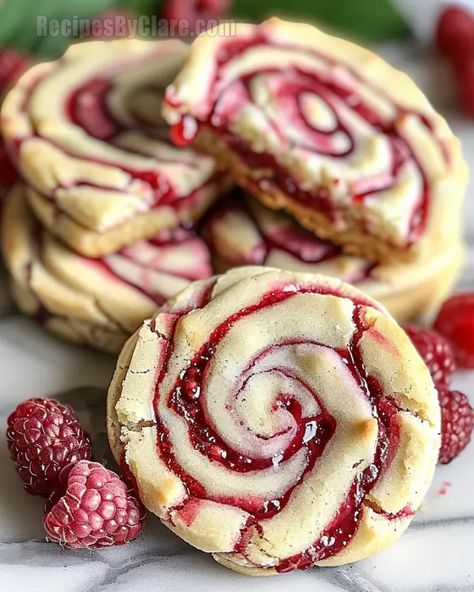 Irresistible Raspberry Swirl Shortbread Cookies – A Perfect Treat - Recipes By Clare Cranberry Swirl Cookies, Fairy Kisses Cookies, Land O Lakes Thumbprint Cookies, Raspberry Shortbread Cookies Recipes, White Chocolate Raspberry Macadamia Nut Cookies, Food Network Cookies, Raspberry Pistachio Cookies, Raspberry Shortbread Thumbprint Cookies, Fall Soups And Stews Instant Pot