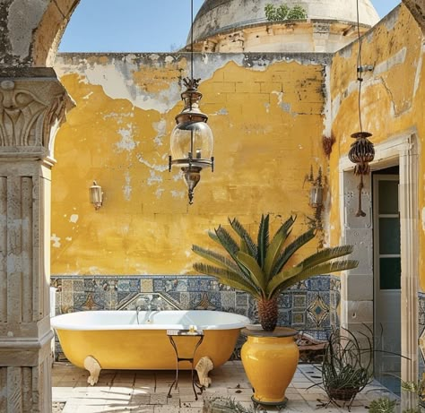 Decorative Plaques, Outdoor Bath, Family Estate, Casa Container, Yellow Walls, Luxury House Designs, Shades Of Yellow, Historic Homes, Puglia