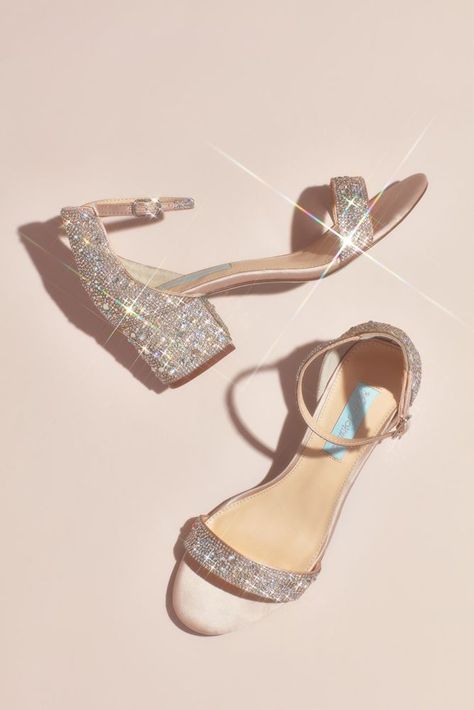 Low Block Heel Wedding Shoes, Sparkly Block Heels, Bridesmaids Heels, Sparkly Wedding Shoes, Bride Heels, Beautiful Wedding Shoes, Sparkly Heels, Prom Heels, Bridal Heels