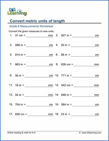 Grade 6 Math worksheet - Measurement: convert metric lengths | K5 Learning 1 Digit Multiplication Worksheets, Multiplication Of Decimals, Multiplication Of Integers, Multiplication Of Fractions, Multiplication Practice Worksheets, Converting Metric Units, Grade 6 Math Worksheets, Double Digit Multiplication, Basic Multiplication