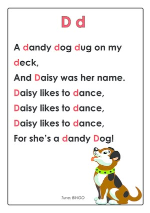 Letter D Songs For Preschool, Letter D Preschool, Alliteration Poems, Letter Poems, Alphabet Stories, Preschool Poems, Letter Song, Learn Letters, Songs For Toddlers