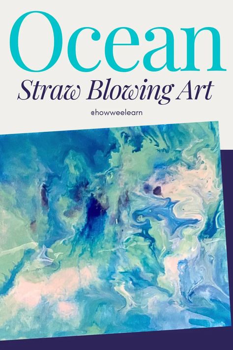 Straw Blowing Art Project for an Ocean Unit Study! - How Wee Learn Ocean Painting Preschool, Preschool Ocean Process Art, Ocean Ideas For Toddlers, Fish Process Art, Ocean Art Kindergarten, Ocean Homeschool Activities, Homeschool Ocean Unit Study, Water Art Projects For Kids, Ocean Art Projects For Preschool