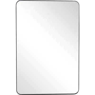 42 in. x 28 in. Modern Rectangle Framed Decorative Mirror Bathroom Rectangle Mirror, Mirror Png, Metal Frame Mirror, Unique Mirrors, Frame Mirror, How To Clean Metal, Glass Tray, Black Rectangle, Modern Mirror