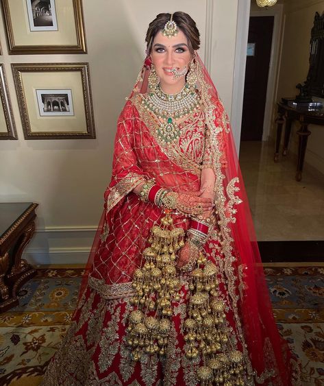 Cherry Red Lehenga, Manish Malhotra Bridal Collection, Manish Malhotra Bridal, Brides And Grooms, Red Lehenga, Manish Malhotra, Polki Jewellery, Brides Magazine, Bridal Inspo