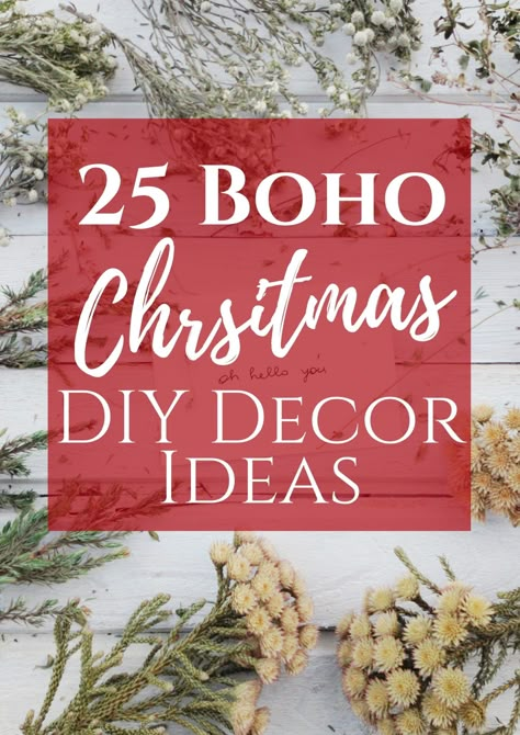 Simple Diy Xmas Decorations, Boho Natural Christmas Tree, Easy Diy Boho Christmas Decor, Diy Christmas Decorations Boho, Cheap Diy Christmas Tree Decorations, Trendy Christmas Crafts, Create Christmas Decorations, Natural Boho Christmas Tree, Boho Christmas Diy Decor