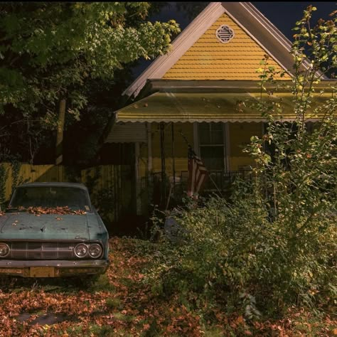 Small Town Woods Aesthetic, Small Town In Autumn, Fall In A Small Town, Cursed Town Aesthetic, Small Town At Night Aesthetic, Small Town With A Secret Aesthetic, 50s Small Town, Nuke Town Aesthetic, Small Town Gothic Aesthetic